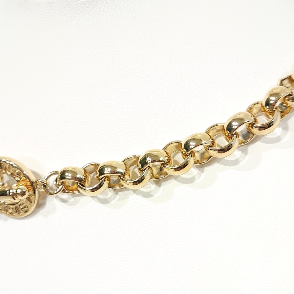 Givenchy Logo Necklace Toggle Chunky Gold Tone Rolo Chain Vintage 80s 90s Paris - Picture 12 of 16